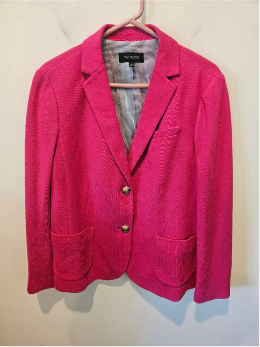 Women's TALBOTS Pink Blazer with Striped Lining, Size 16